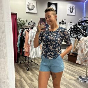 NWTs blue shimmer Soft shorts, size S.